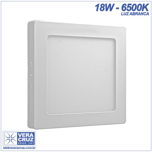 Downlight Plafon Quadrado de Embutir 18W 6500K Branco Fria Luz Branca 21,5x21,5 - 1350 Lumens Bivolt